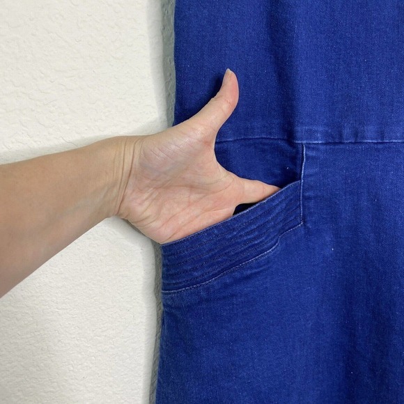 Oasis Denim Overall Pocketed Dress Sz 10 - Picture 5 of 10